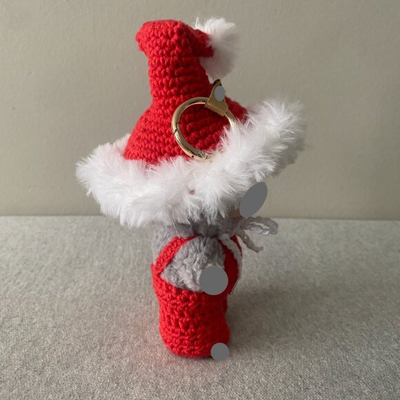 Handmade Crochet Christmas Red White Santa Hat Outfit for 17cm Doll 2-Piece Set - Picture 4 of 6